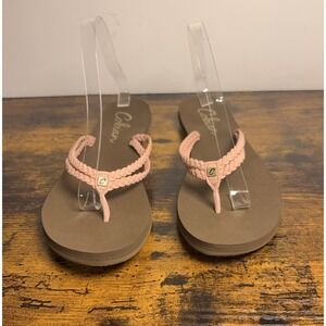 Cobian Braided Strap Flip Flops Womens Sz 10 Pink Cushioned Beach Summer
